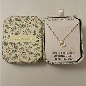 Stella Picciotto 14kt Gold Plated CZ “L” NEW in Box*
